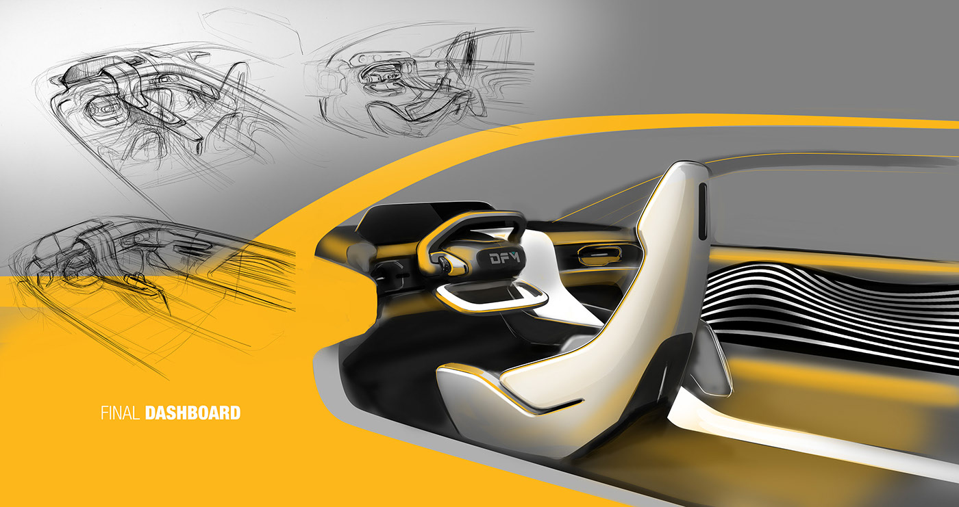 SUV Interior，automobile，Hand drawn，Automatic design，industrial design，graphic design ，