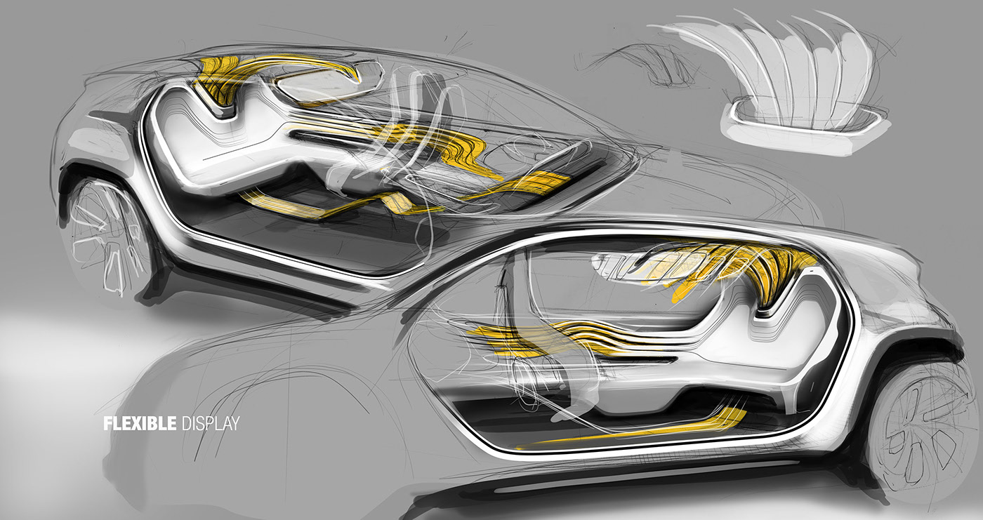 SUV Interior，automobile，Hand drawn，Automatic design，industrial design，graphic design ，