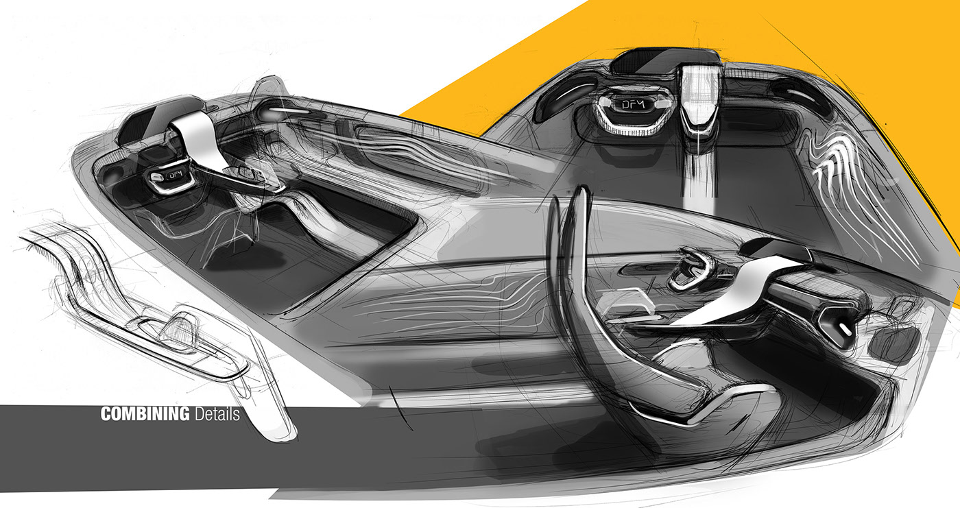 SUV Interior，automobile，Hand drawn，Automatic design，industrial design，graphic design ，