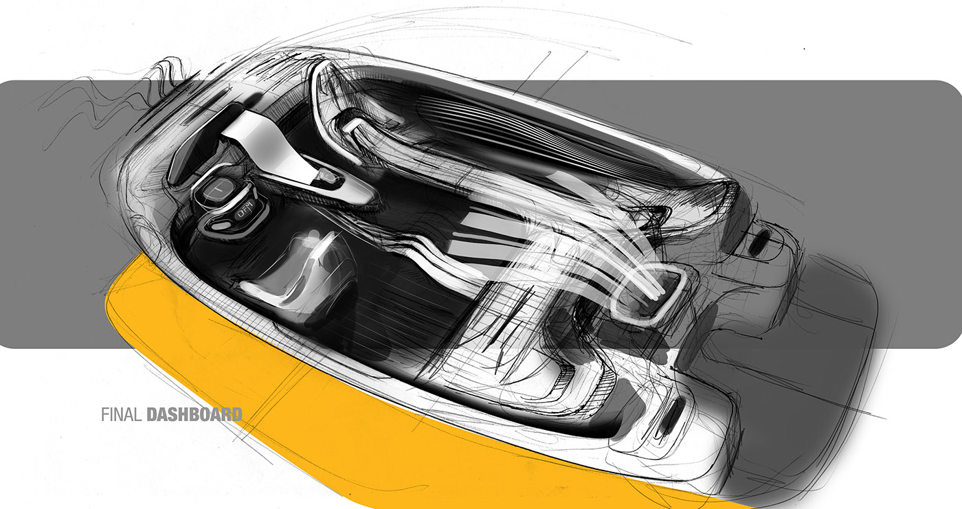 SUV Interior，automobile，Hand drawn，Automatic design，industrial design，graphic design ，