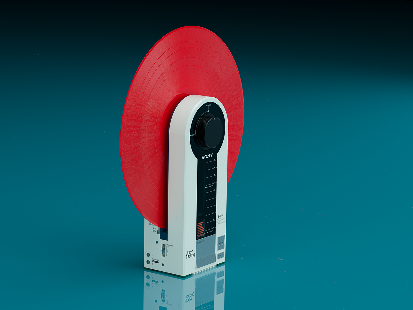 Vinyl record player，Render，modeling，sony，