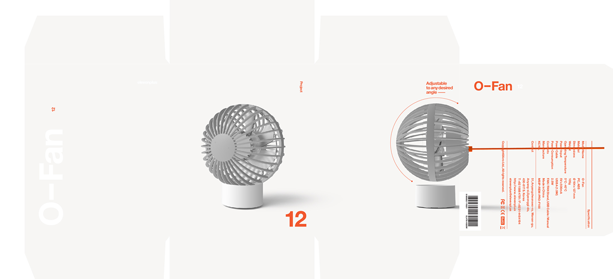 O-Fan，small electric fan，Plastic，