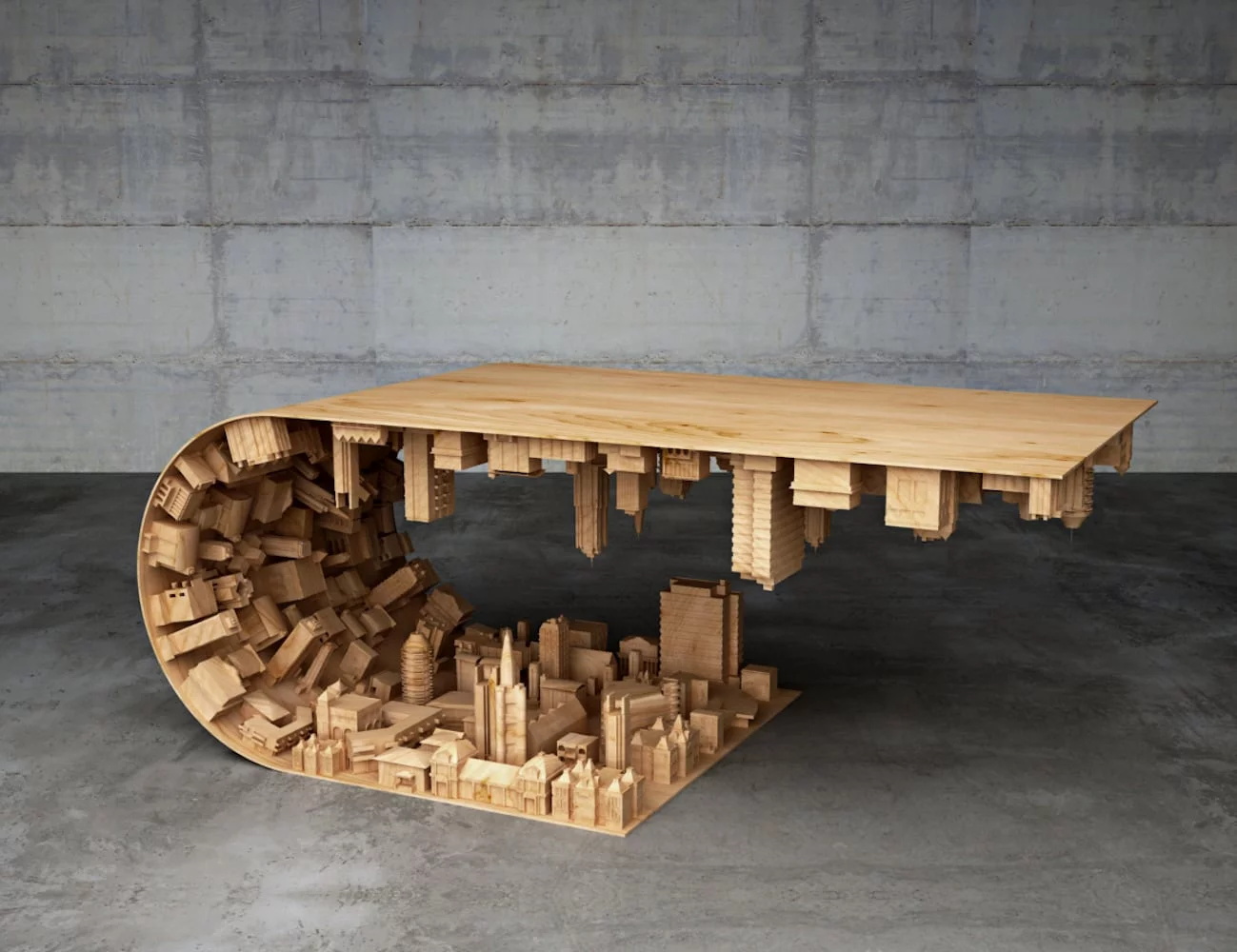 woodiness，Table design，Wave City Curved，