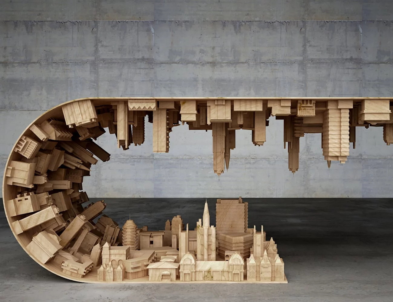 woodiness，Table design，Wave City Curved，