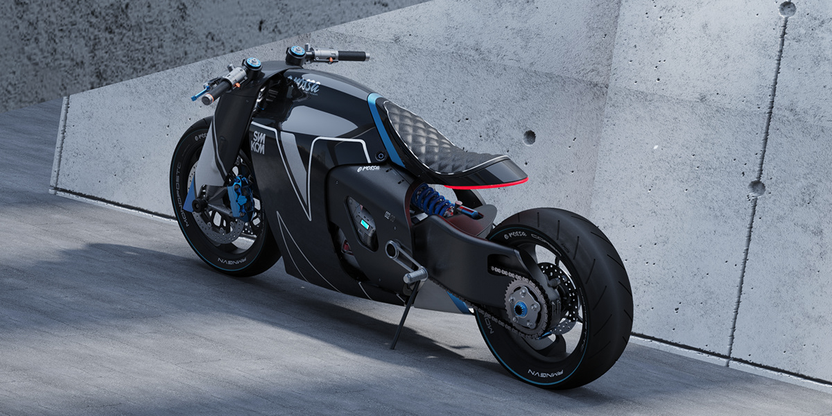 technology，Electric motorcycle，is monopos red，