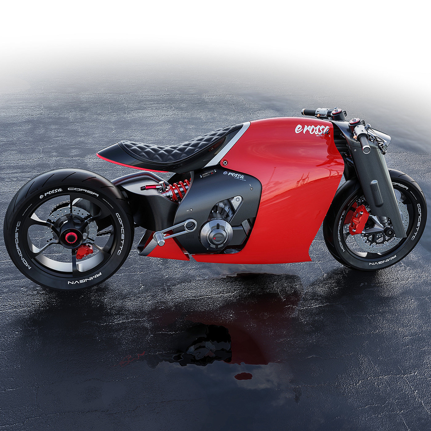 technology，Electric motorcycle，is monopos red，