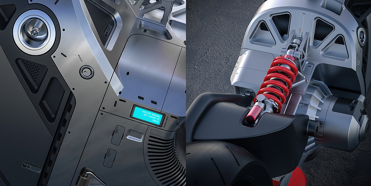 technology，Electric motorcycle，is monopos red，