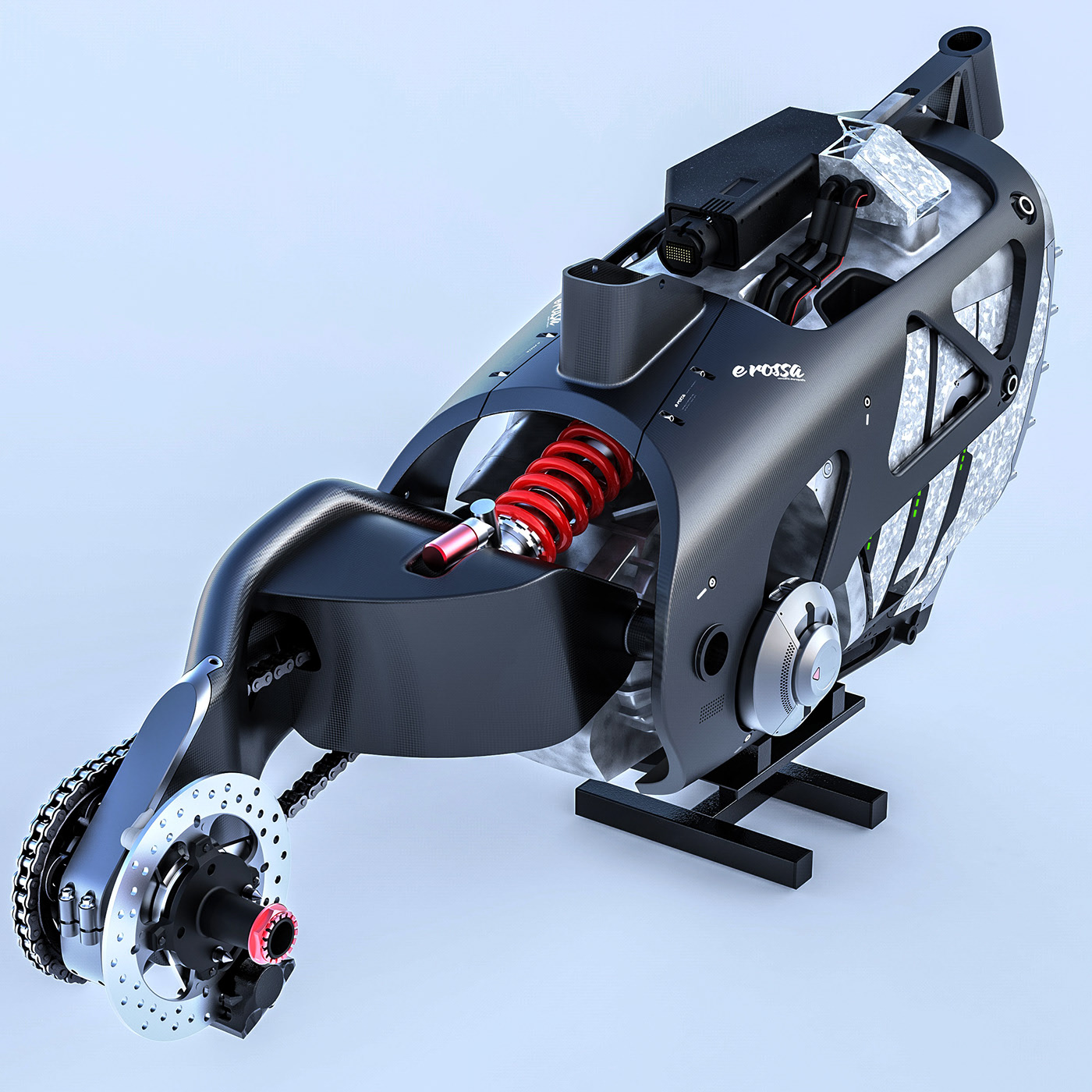 technology，Electric motorcycle，is monopos red，