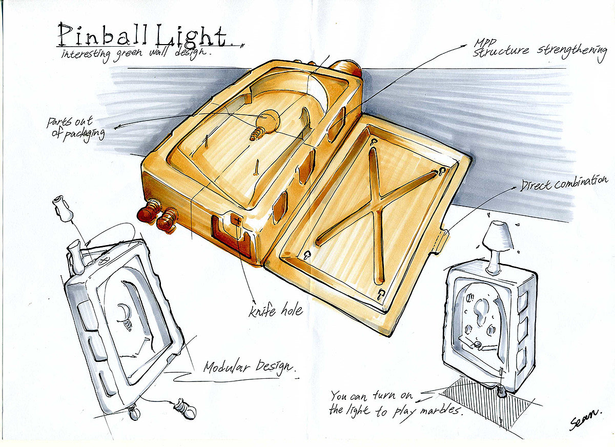Pinballight，壁灯柜，木质，