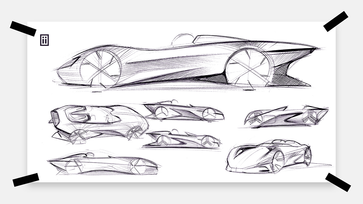 Sketches，Hand drawn car，Metal，