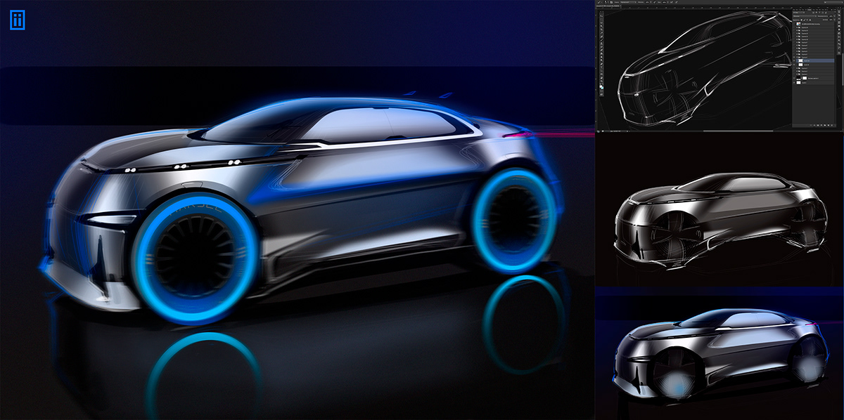 Sketches，Hand drawn car，Metal，