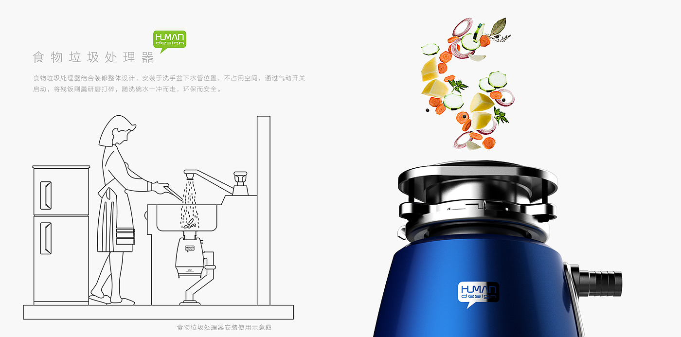 Garbage processor design，Household appliances, kitchen and bathroom product design，Guangzhou renben creation product design Co., Ltd，Industrial design company, product appearance design，Garbage classification and recycling，