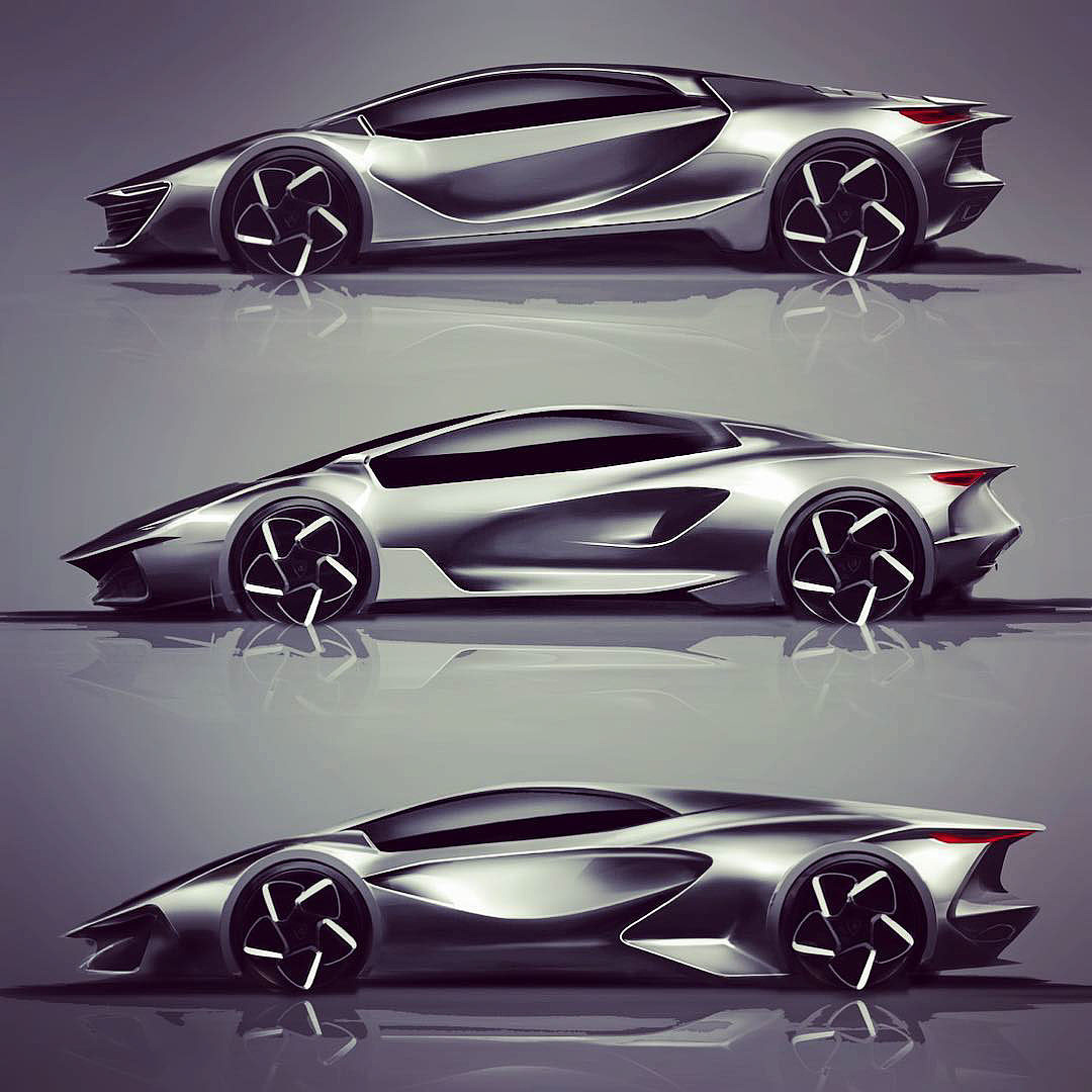Hand drawn，Render paper，Sports car，draft，