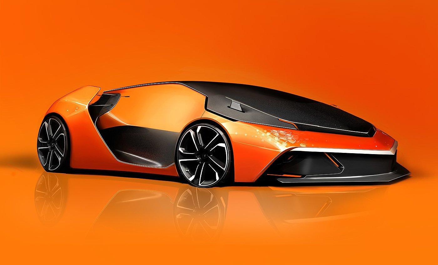 Hand drawn，Render paper，Sports car，draft，