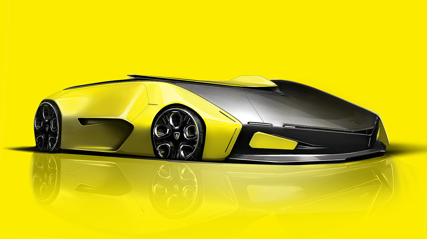 Hand drawn，Render paper，Sports car，draft，