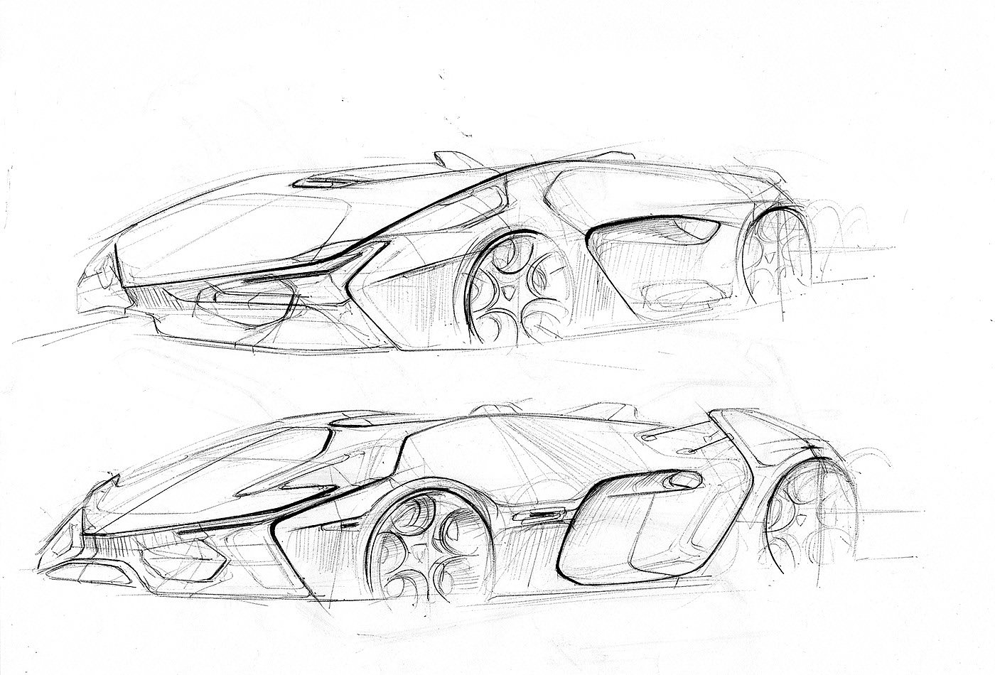 Hand drawn，Render paper，Sports car，draft，