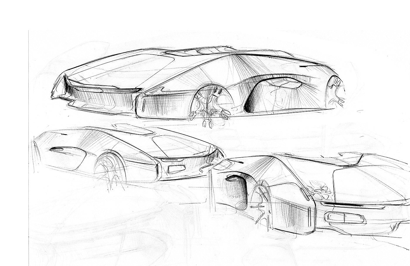 Hand drawn，Render paper，Sports car，draft，