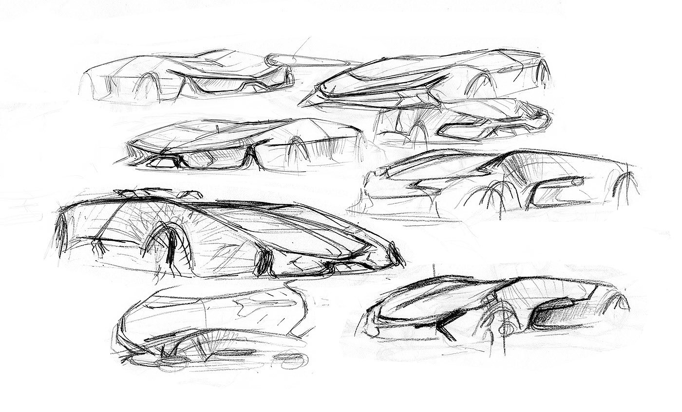 Hand drawn，Render paper，Sports car，draft，