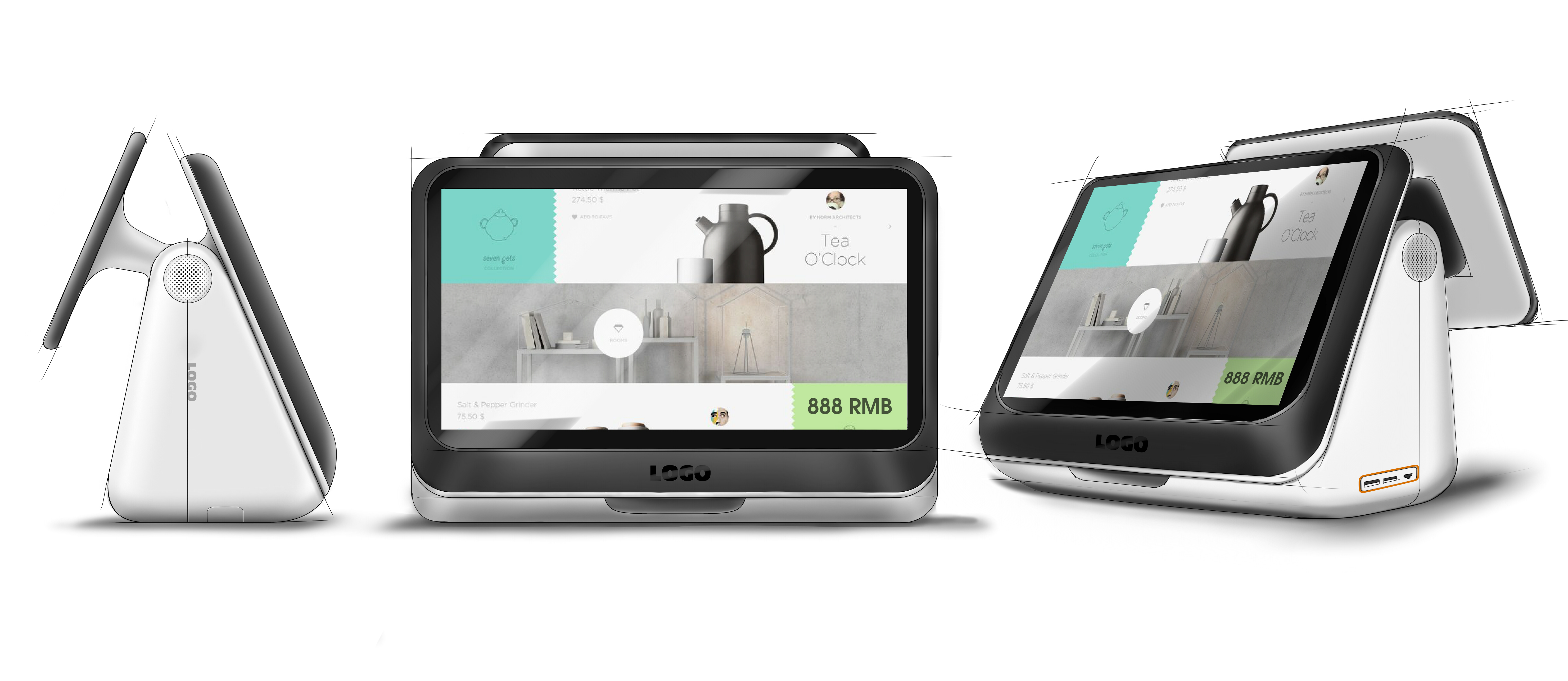 industrial design，product design，Design of touch screen cash register，Design of intelligent cash register，