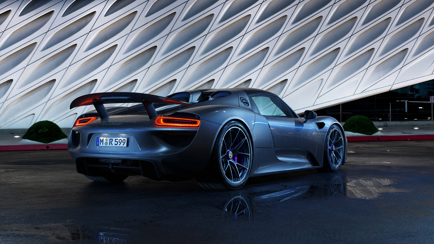 Porsche，nine hundred and eighteen，cgi，automobile，texture of material，Electric sports car，