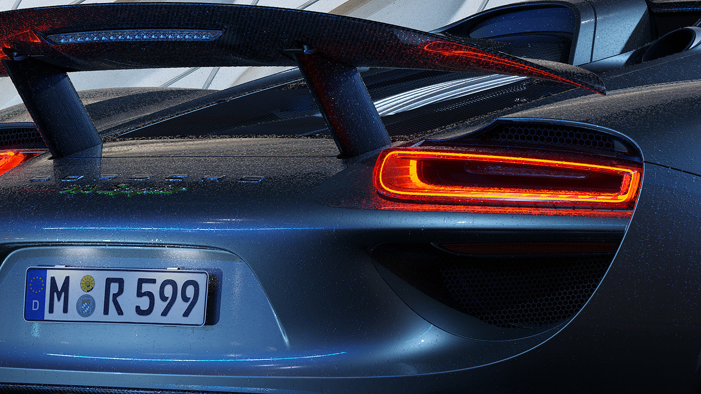 Porsche，nine hundred and eighteen，cgi，automobile，texture of material，Electric sports car，