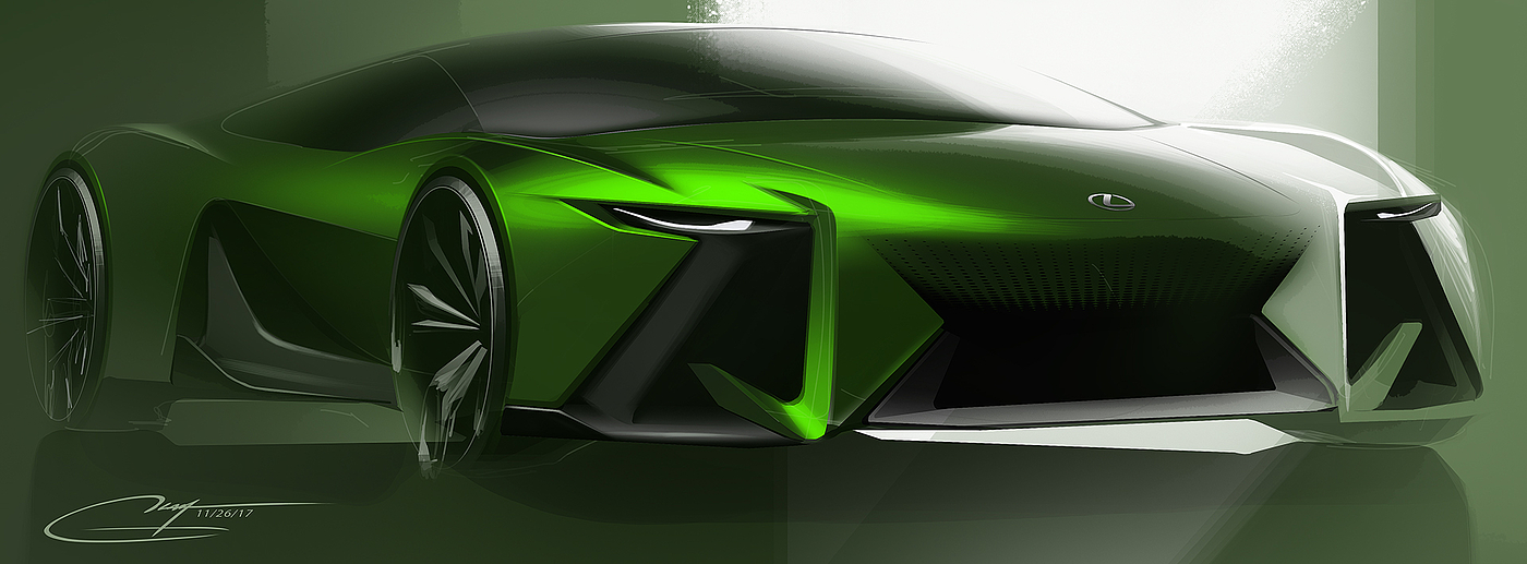 Hand drawn，design sketch，Sports car，Chris Lah，