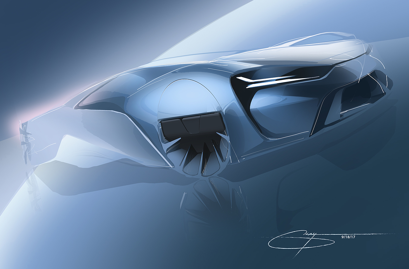 Hand drawn，design sketch，Sports car，Chris Lah，