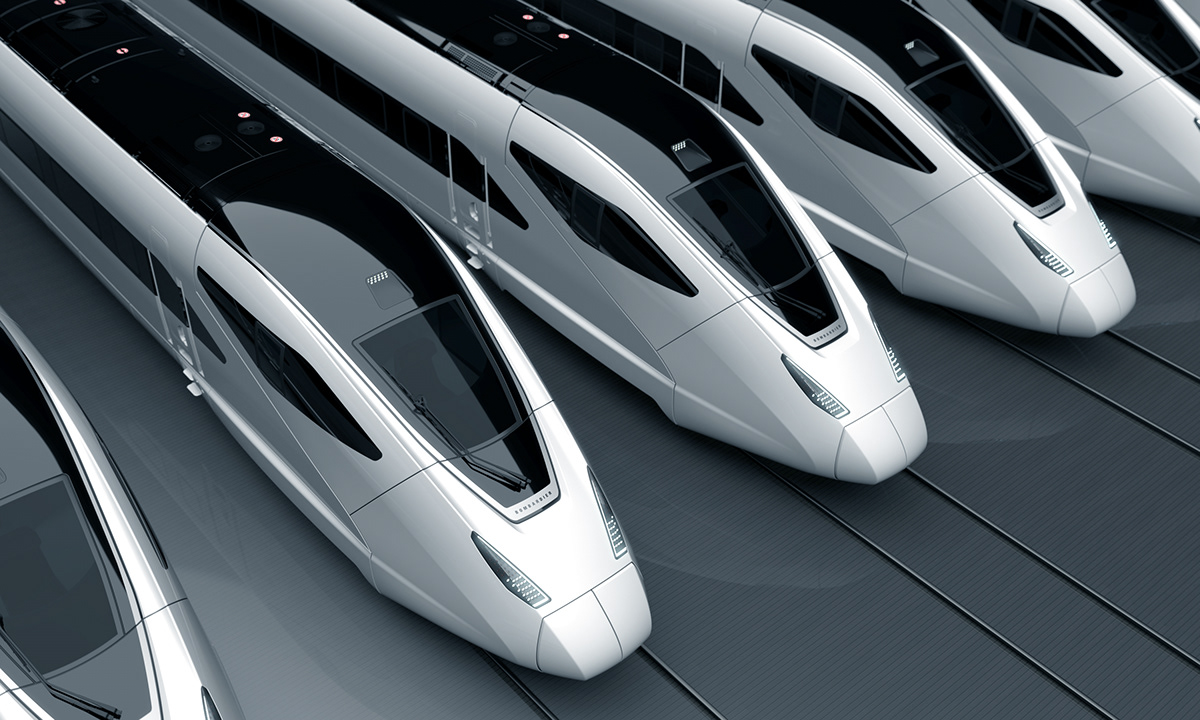 white，Ultra high speed train，Rail，