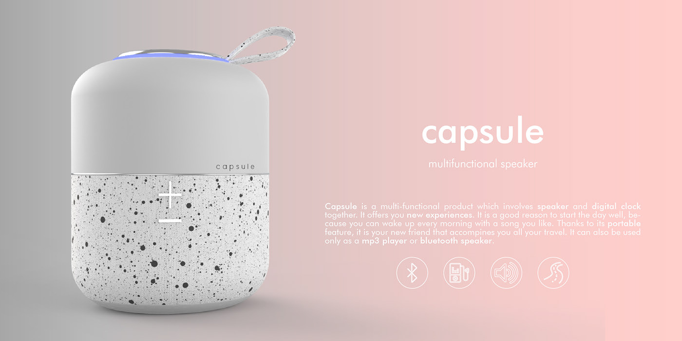 loudspeaker box，Clock，product design，Bluetooth，Digital，