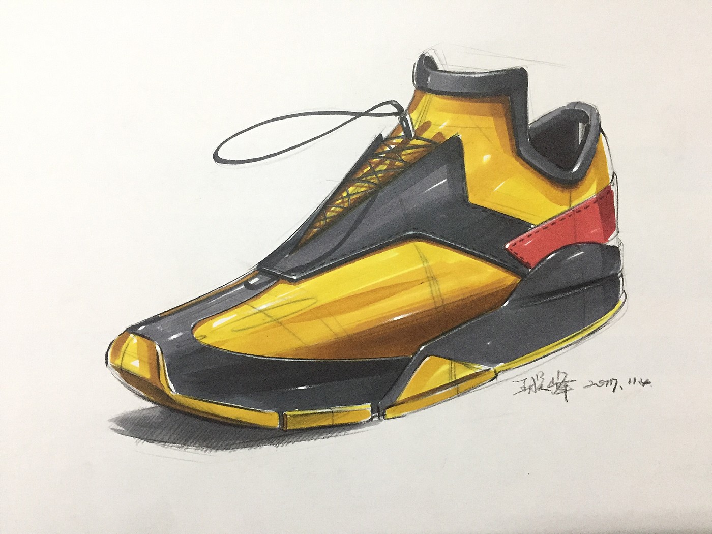 Hand drawn products，Hand drawn Photoshop products，PS hand drawn，sneakers，Basketball shoes，Running shoes，Hand drawn industrial design，