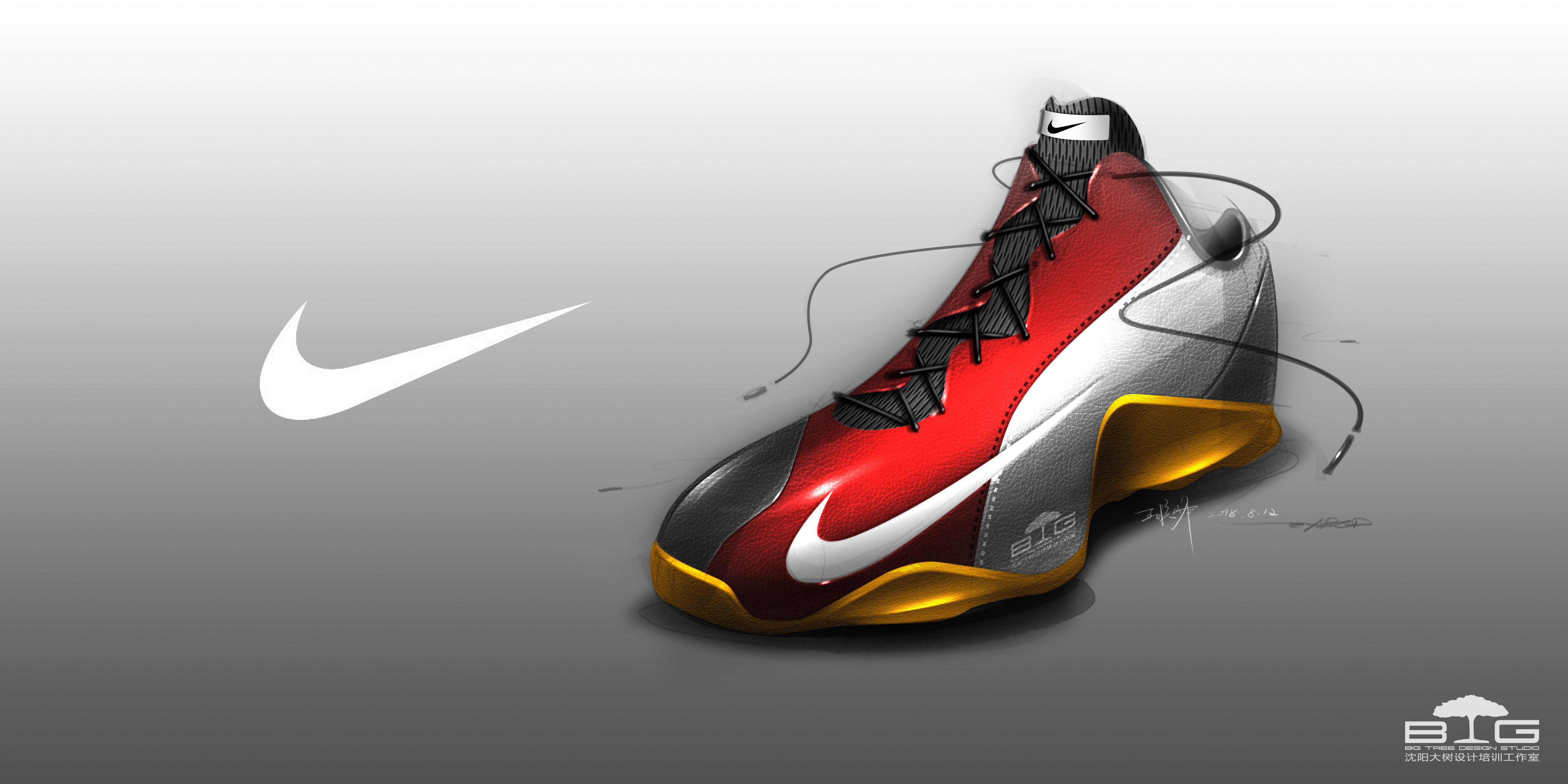 Hand drawn products，Hand drawn Photoshop products，PS hand drawn，sneakers，Basketball shoes，Running shoes，Hand drawn industrial design，