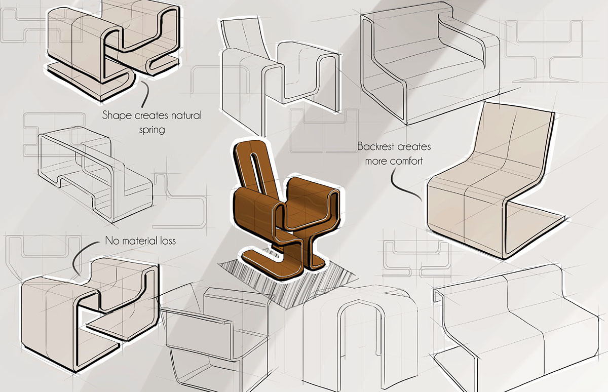 woodwork，Home Furnishing，chair，Curved chair，