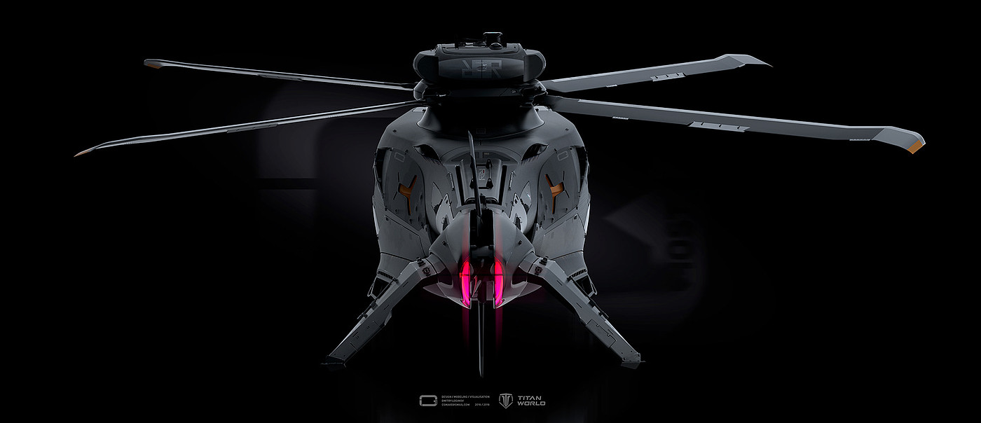 TESLA BULL，Concep helicopter model，helicopter，Tesla，Digital art，Game design，