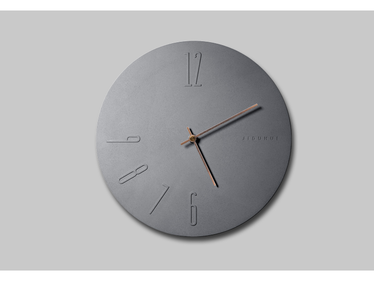 Several degrees of gray，Cement wall clock，Concrete clock，