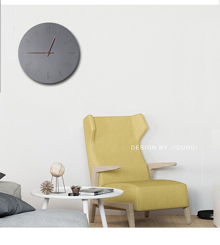 Several degrees of gray，Cement wall clock，Concrete clock，