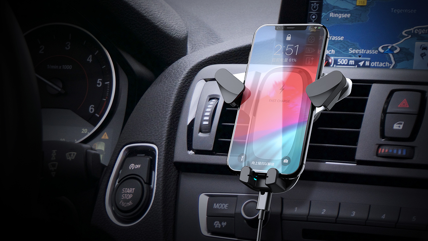 Vehicle mount ，Mobile phone bracket，On board gravity support，On board wireless charging，