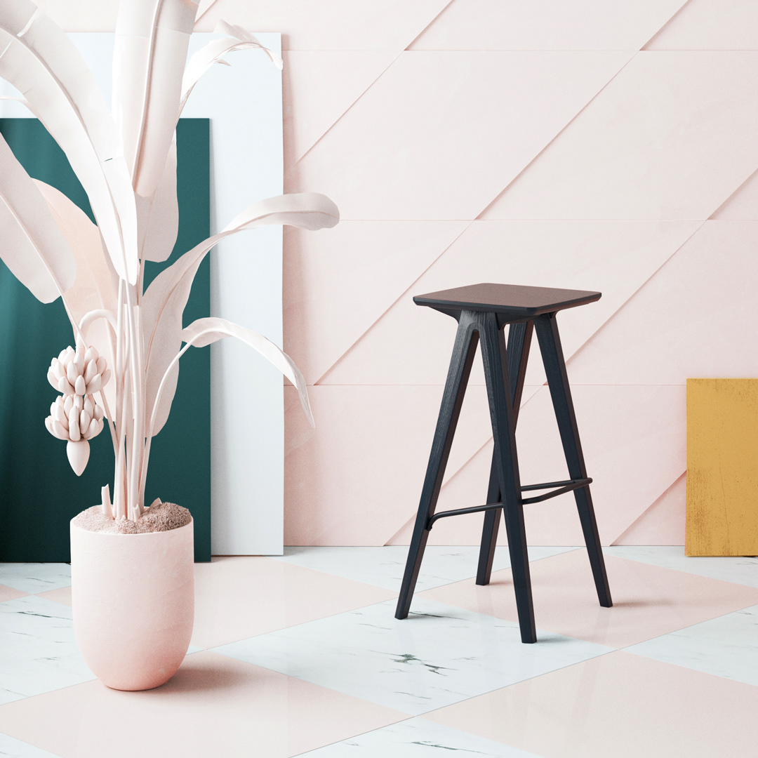 stool，a，solid wood，Minimalist，