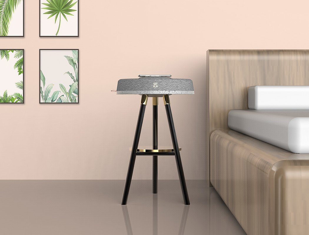 grey，Intelligent bedside table，Table object，