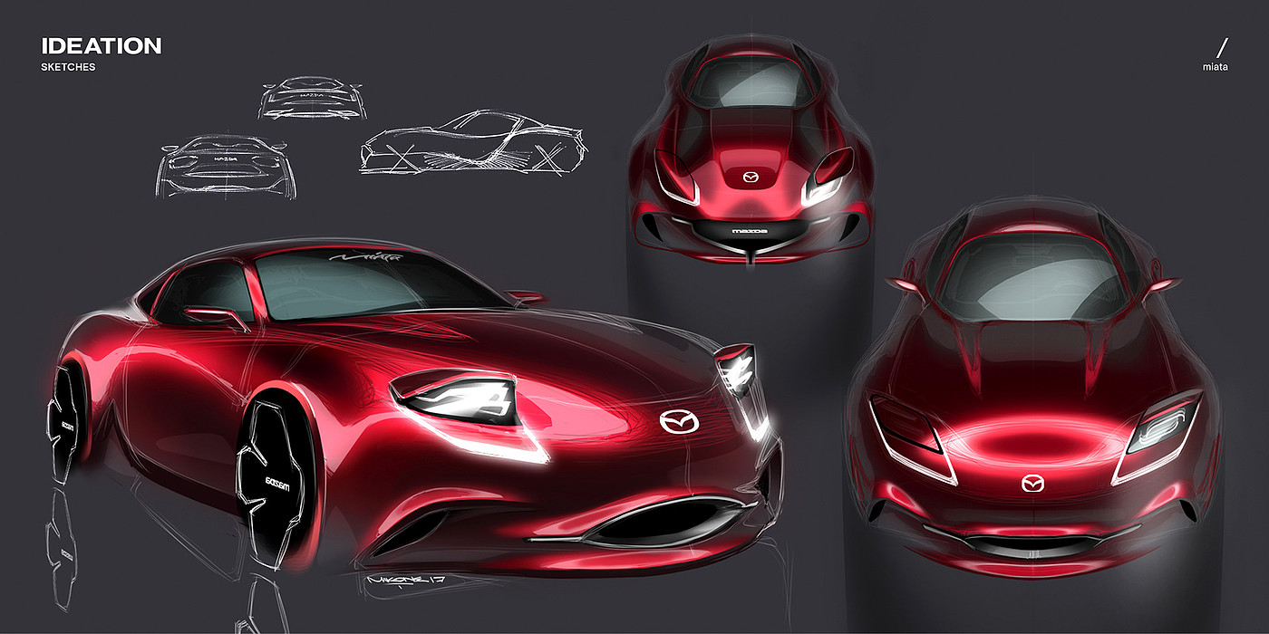 Mazda Miata，红色，自动化设计，工业设计，马自达，汽车，