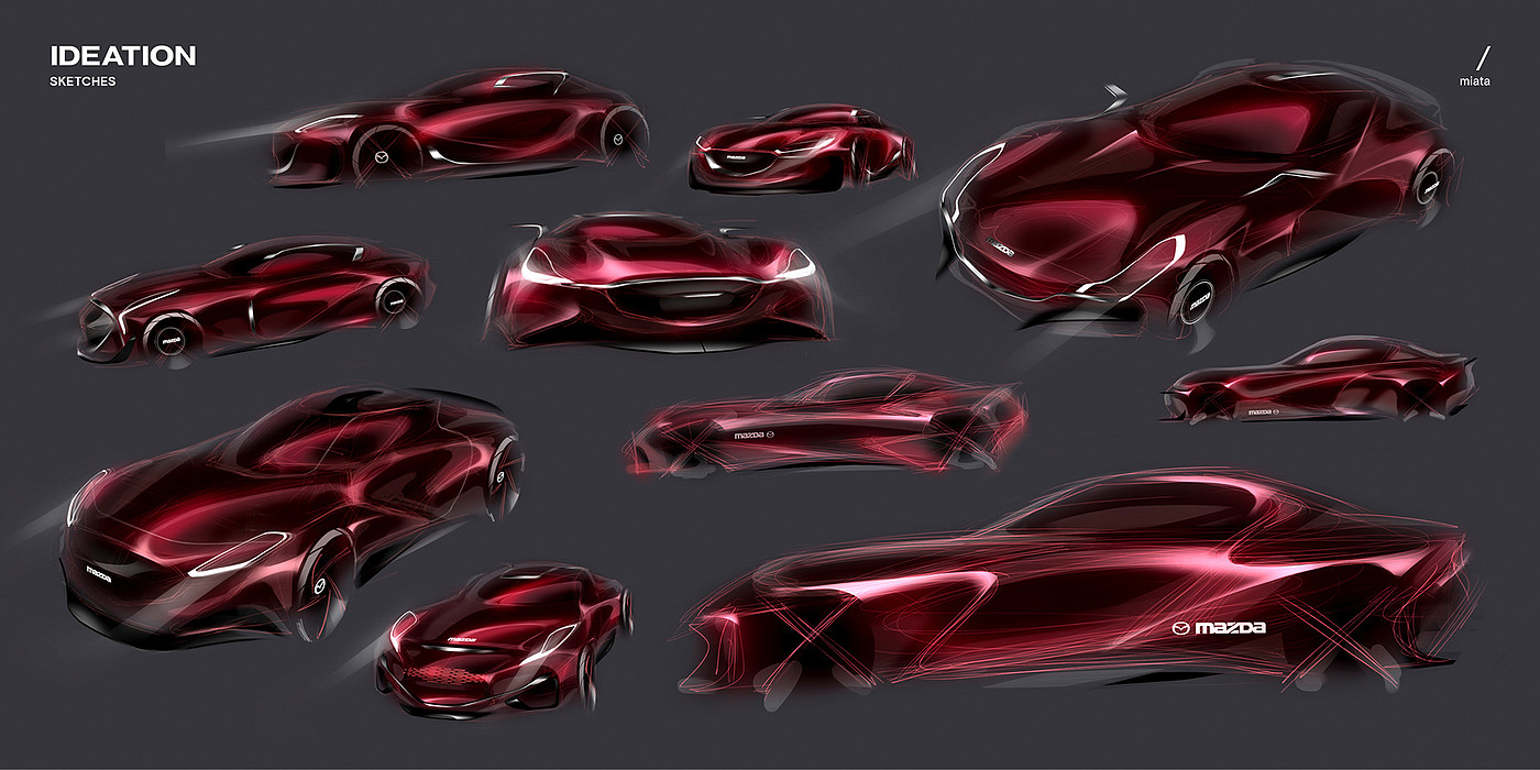 Mazda Miata，红色，自动化设计，工业设计，马自达，汽车，