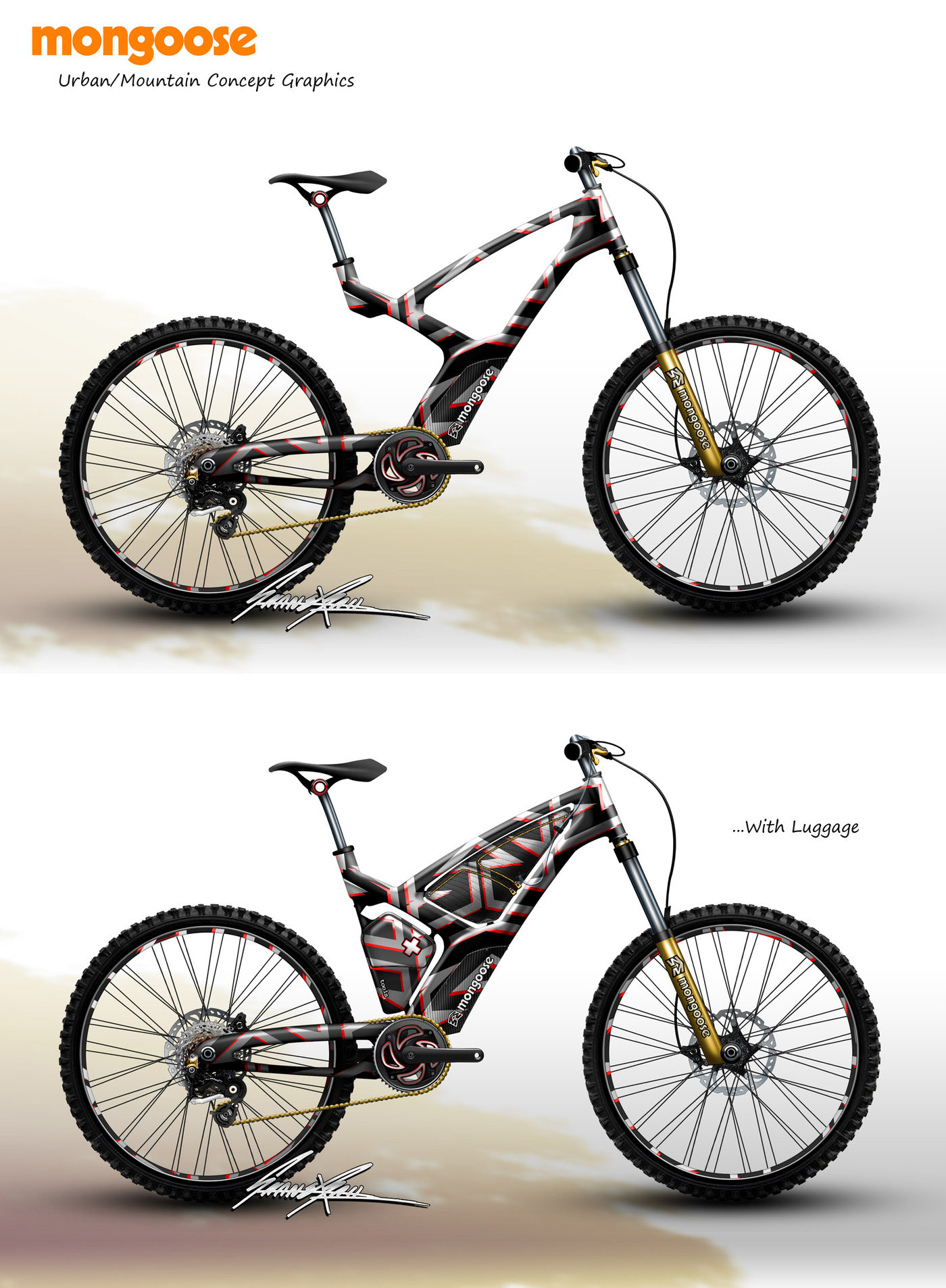 Mountain Bike，Mountain bike，Hand drawn，