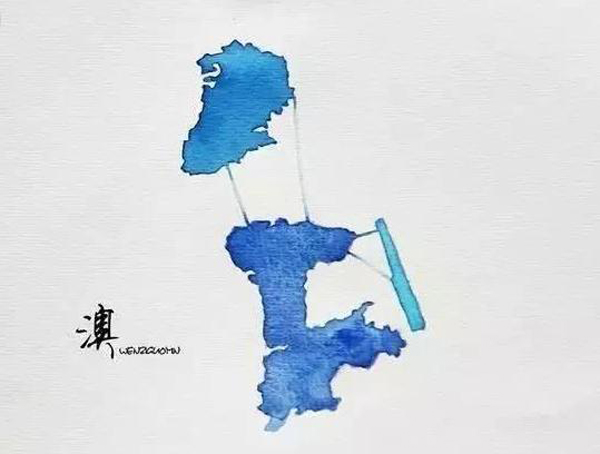 Chinese brush painting，Map，city，sea area，plateau，