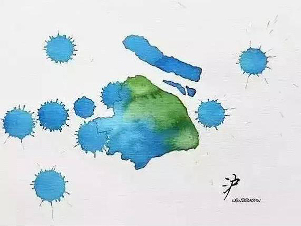 Chinese brush painting，Map，city，sea area，plateau，