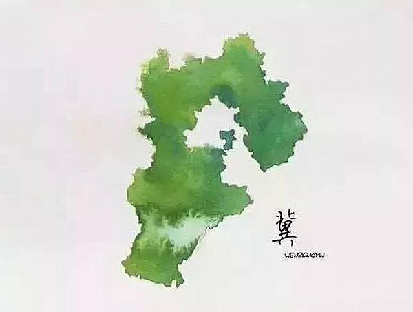 Chinese brush painting，Map，city，sea area，plateau，
