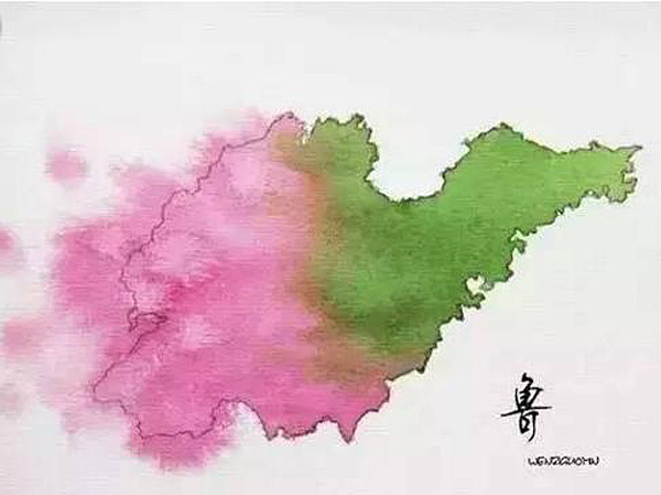 水墨画，地图，城市，海域，高原，