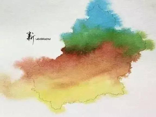 Chinese brush painting，Map，city，sea area，plateau，