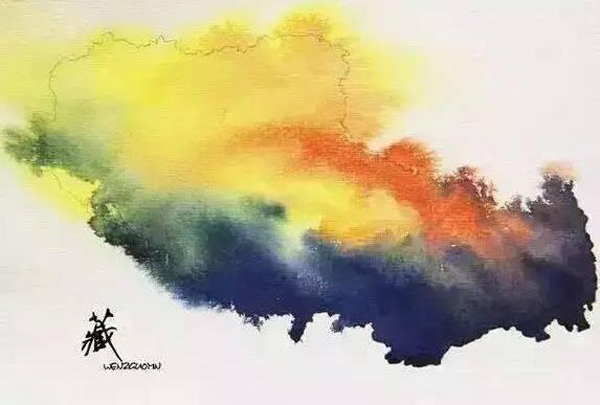 Chinese brush painting，Map，city，sea area，plateau，