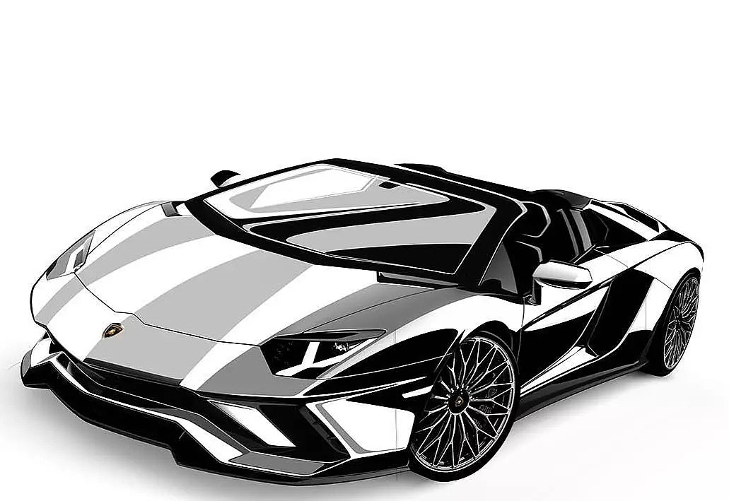 Board drawing, Lamborghini, sports car, hand drawing，