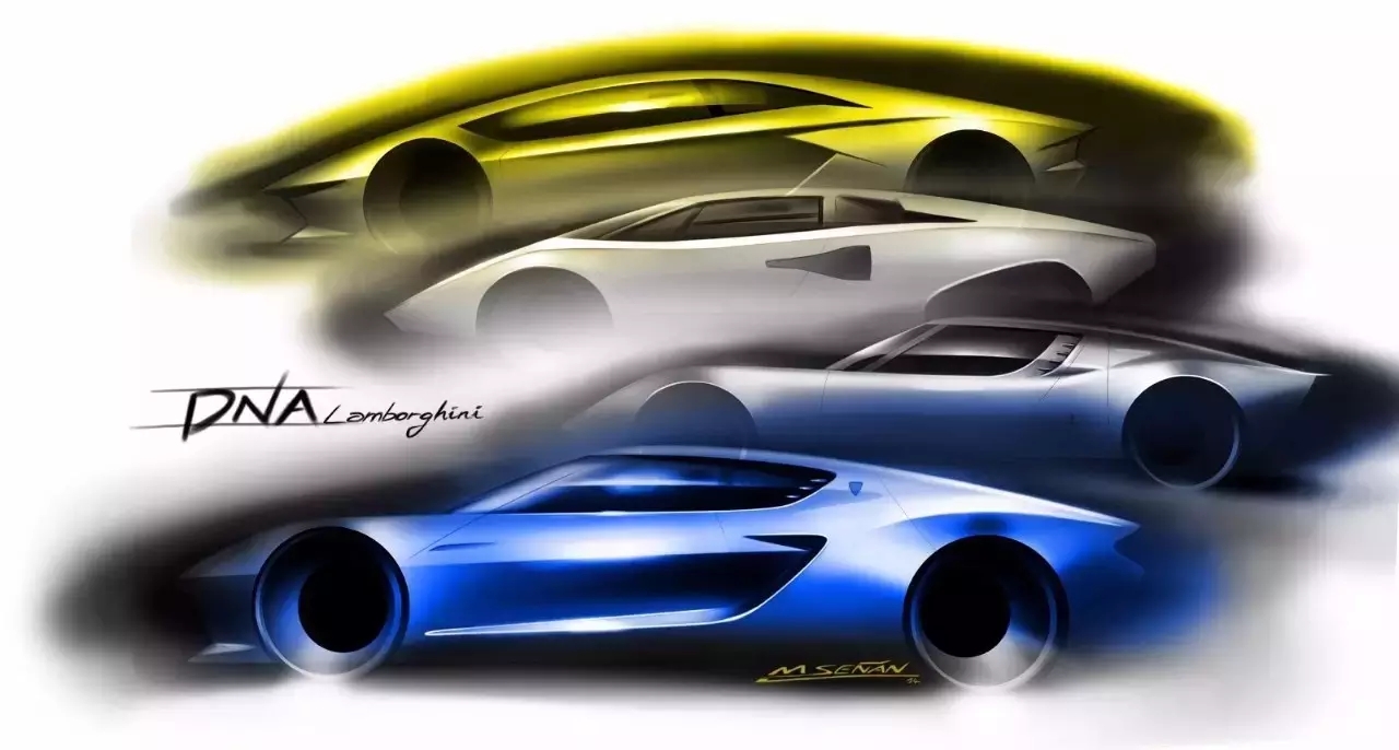 Board drawing, Lamborghini, sports car, hand drawing，