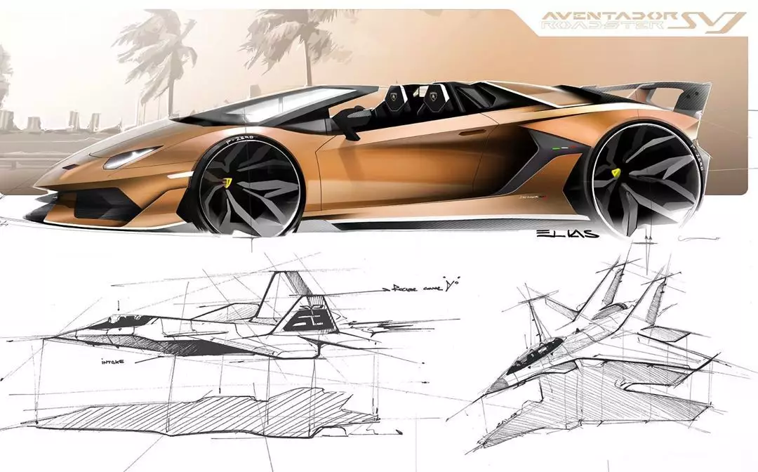 Board drawing, Lamborghini, sports car, hand drawing，